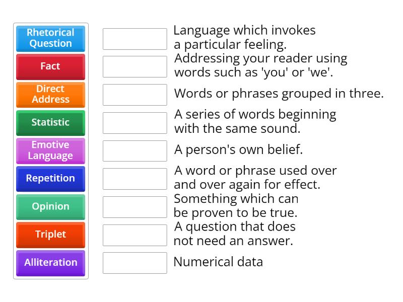 DAFOREST - Persuasive writing techniques - Match up