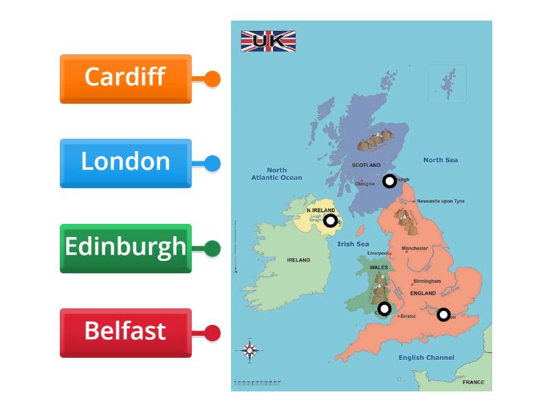 Capitals of the United Kingdom - Labelled diagram