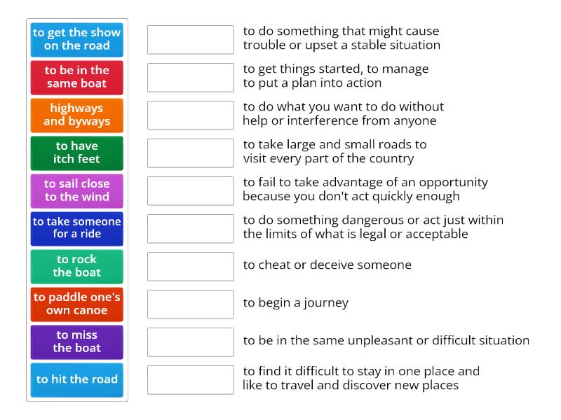 Travel idioms - Match up