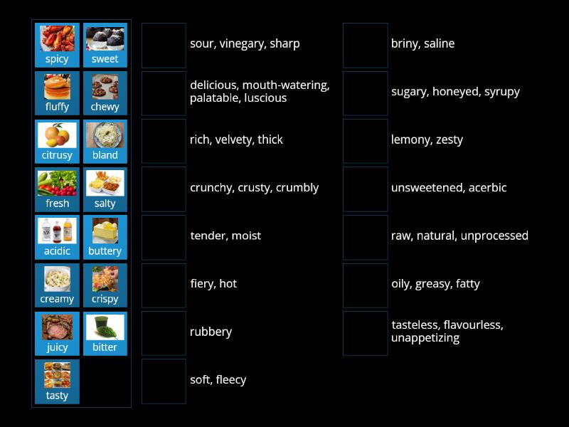 food-adjectives-synonyms-match-up