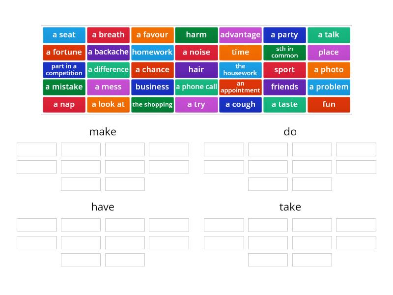 M Collocations Do Make Have Take Group Sort