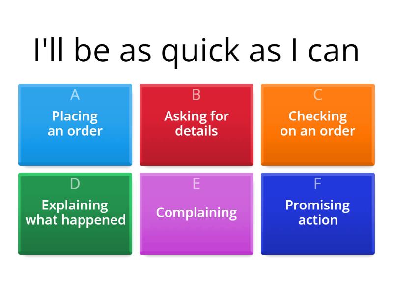 Placing and handling orders - Quiz