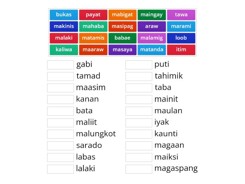 Salitang Magkasalungat - Match Up