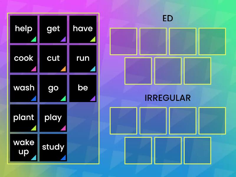 Past Simple Reg Vs Irreg Verbs Group Sort