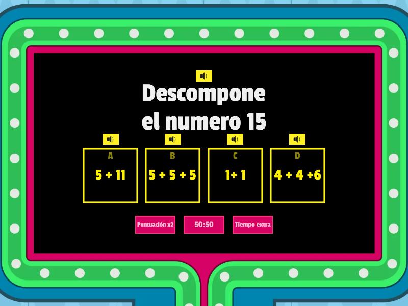 compone y descompone números - Concurso de preguntas