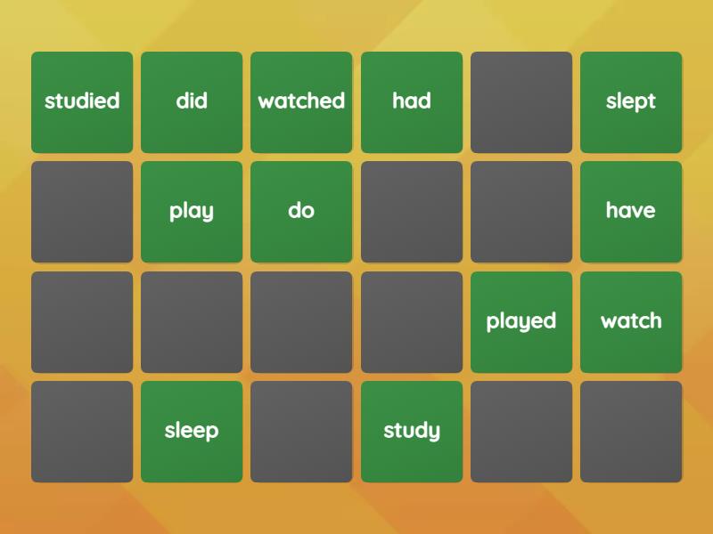 Past Tense Verbs Matching Pairs