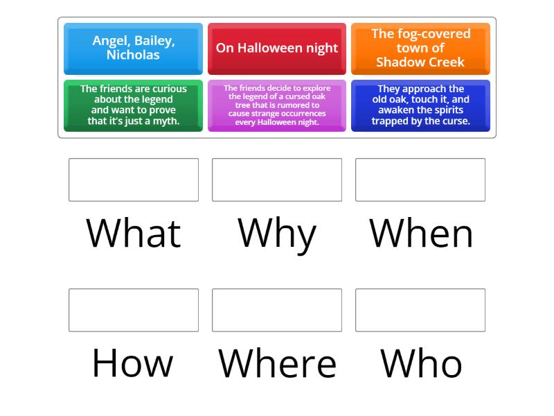 Who, What, Where, Why, When, How - Match up