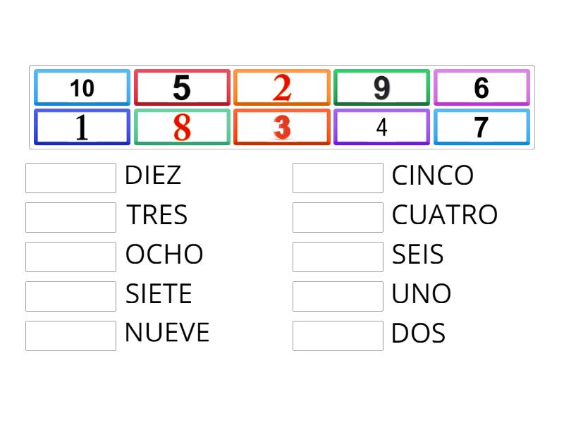 NUMERI IN SPAGNOLO - Match up