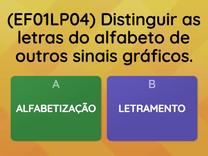 ALFABETIZAÇÃO OU LETRAMENTO - Questionário