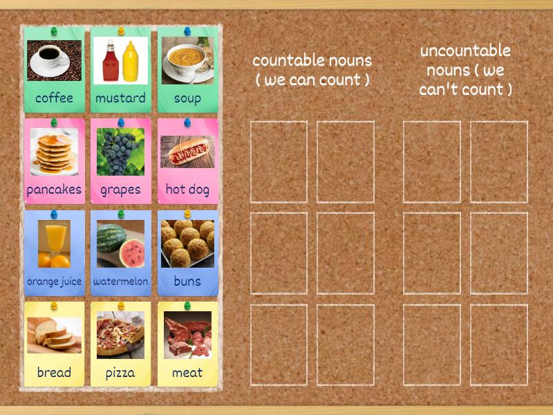 countable & uncountable nouns - Group sort