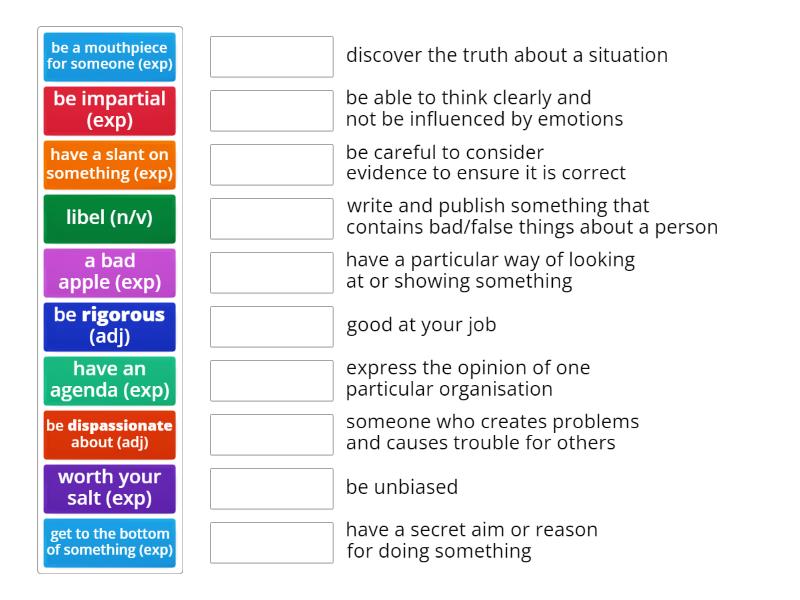 Speakout Advanced Vocabulary Unit 2.3 - Match up