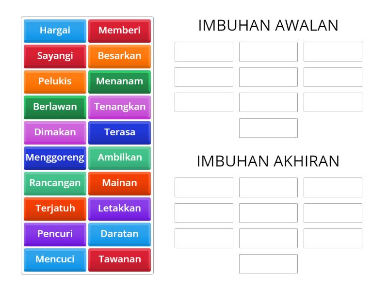 LATIHAN IMBUHAN AWALAN DAN AKHIRAN - Group Sort