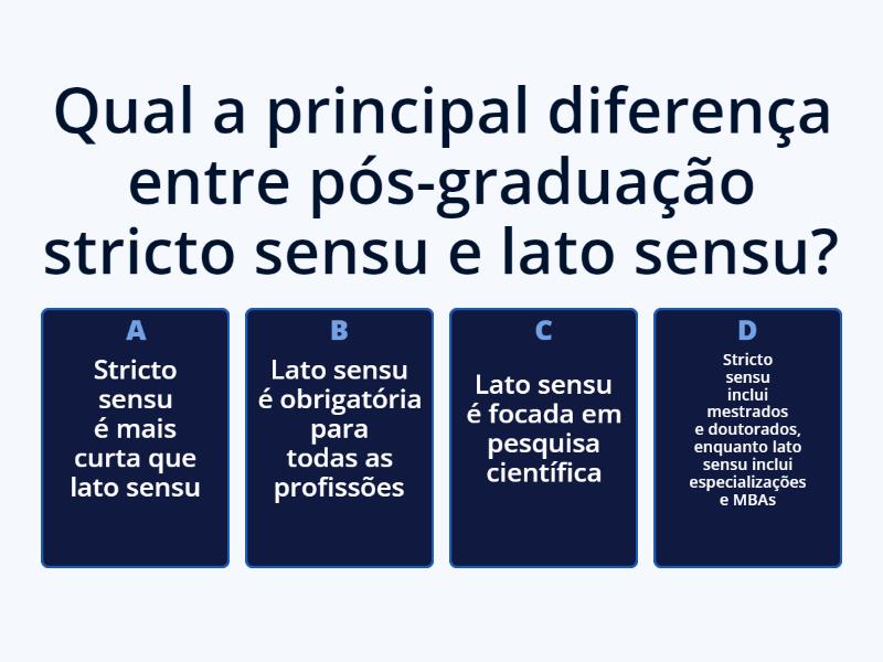 QUIZ Modelos de Pós Stricto Sensu e Lato Sensu - Questionário