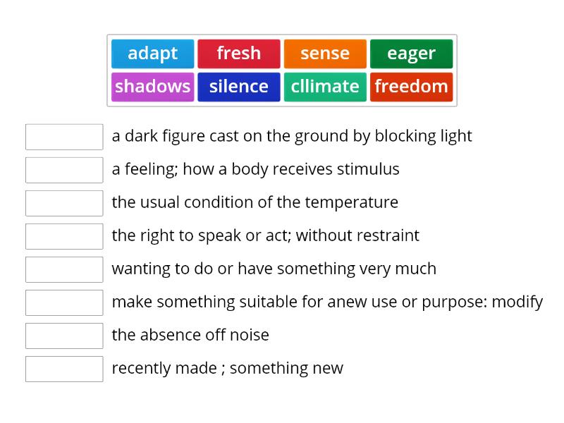 U2 W1 Vocabulary - Match up