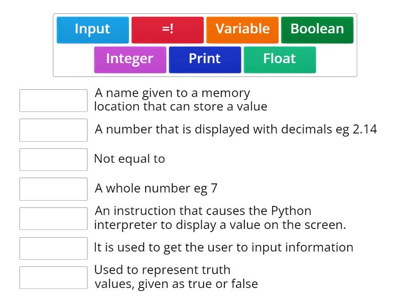 Python command quiz - Match up