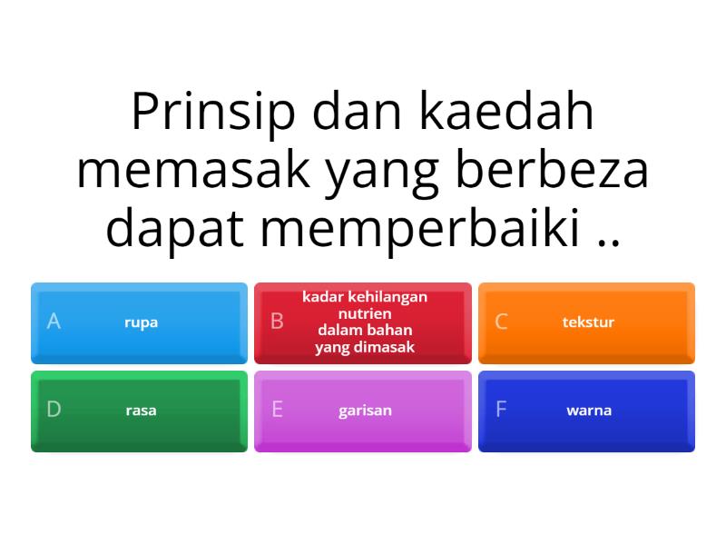 PENGURUSAN DAN PENYEDIAAN MAKANAN SnRT TINGKATAN 5 - Quiz