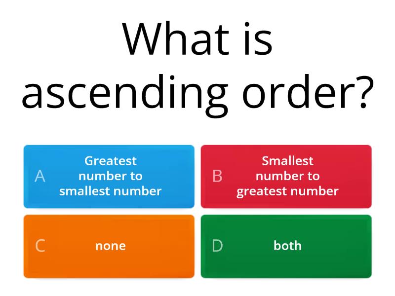 Ascending order and descending order - Quiz