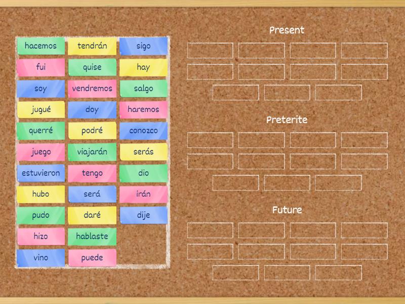 Present, preterite and future practice - Group sort
