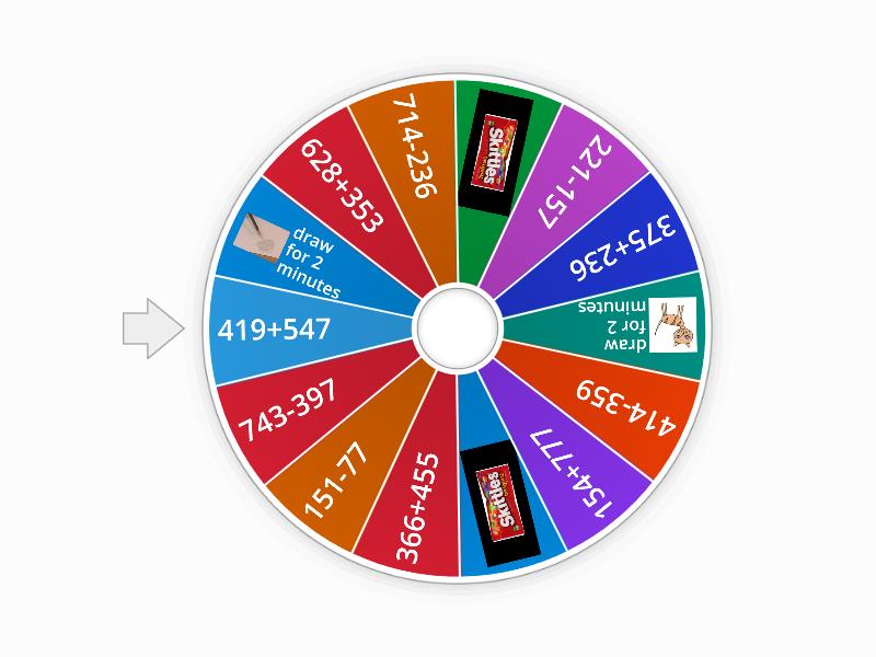 3-digit addition & subtraction regrouping - Random wheel