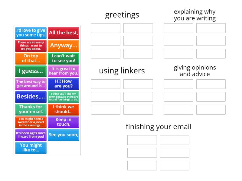 B1 Writing - Group sort