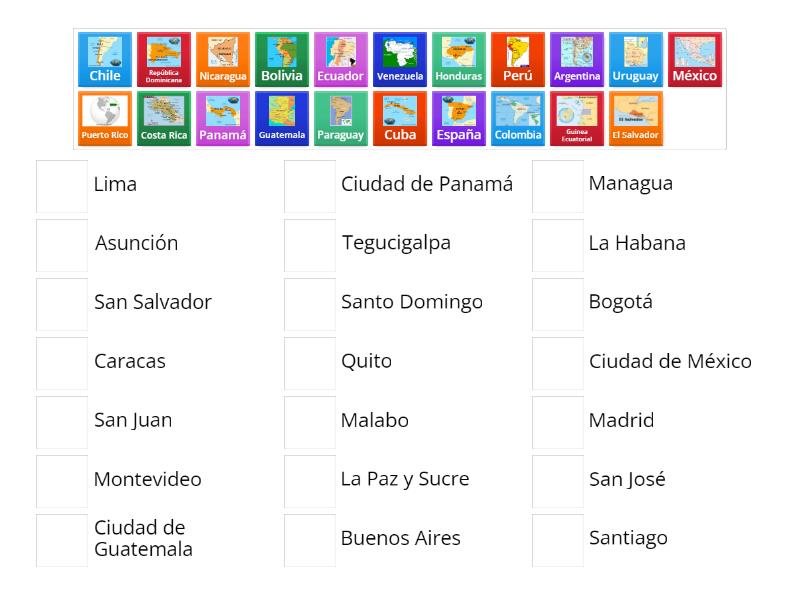 Los países hispanohablantes y sus capitales - Match up