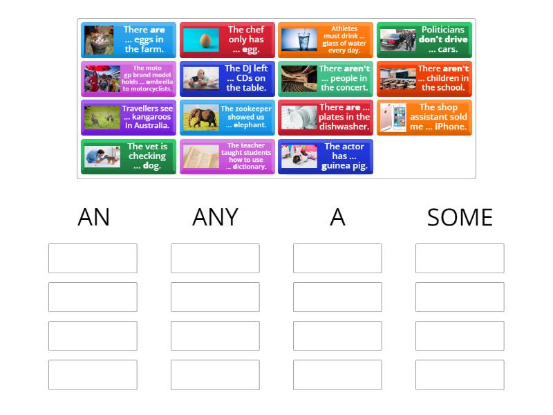 A/AN/SOME/ANY - Group sort