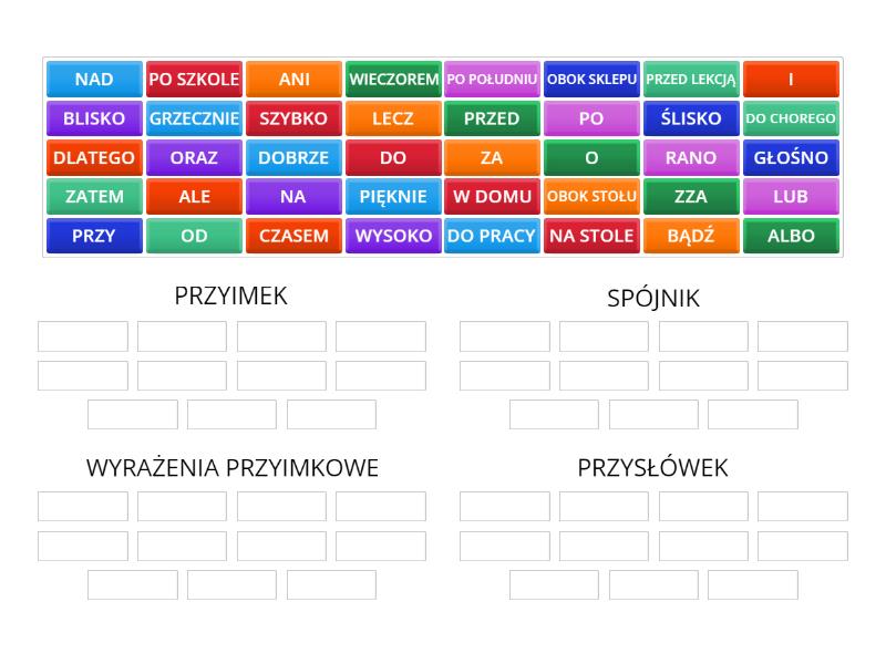 BASSA 5A PRZYSŁÓWEK PRZYIMEK SPÓJNIK WYRAŻENIE PRZYIMKOWE - Posortuj