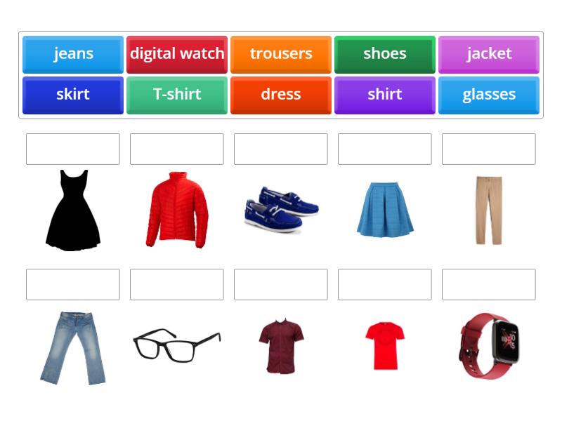 Prepare 5 NUS. Unit 15. Clothes - Une las parejas