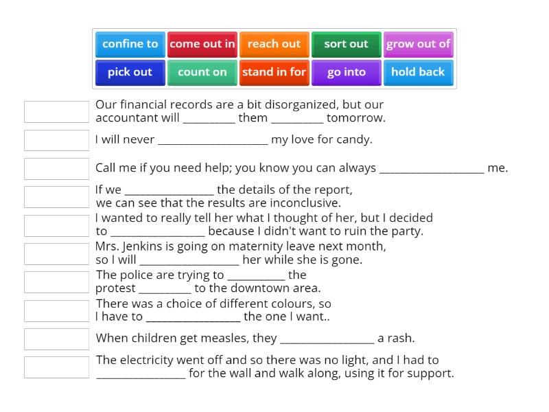 C1 Phrasal Verbs 08: Sentence Match - Match up