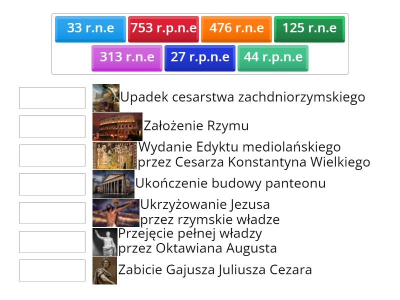 Sprawdzian Historia Starożytny Rzym Liceum Historia (Rzym) - Match up