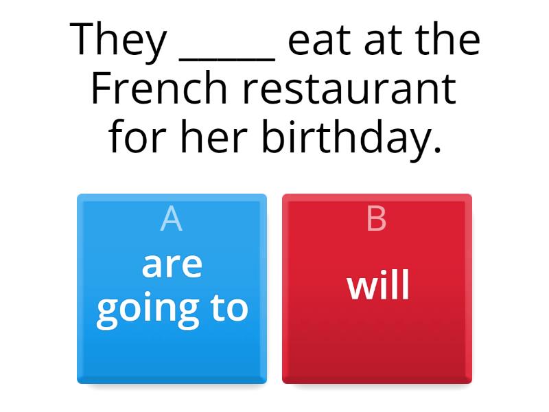 Will Going To Present Continuous Exercises Will / Going to / Present continuous - Quiz