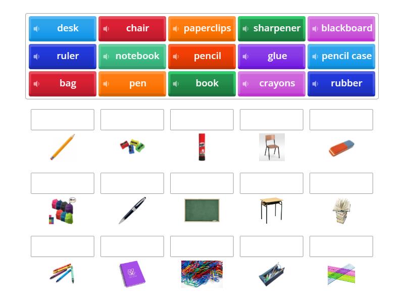 Spotlight 2 - Unit 1 - School Things - Match Up