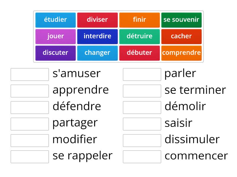 Synonymes-5 (les verbes-3) - Match up