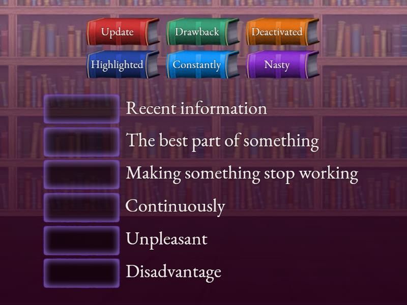 Match the highlighted words in the texts with the correct meaning ...