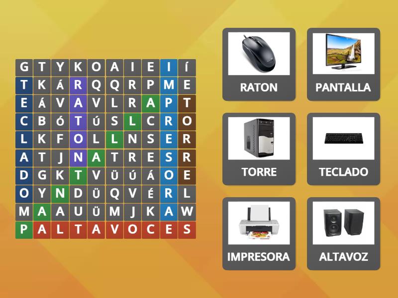 Sopa De Letras Partes Del Ordenador Wordsearch 7562