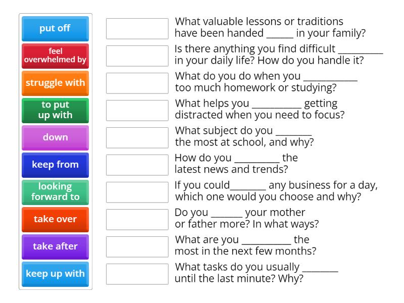 SpeakOUT B1 Plus Module 1 Revision - Match up