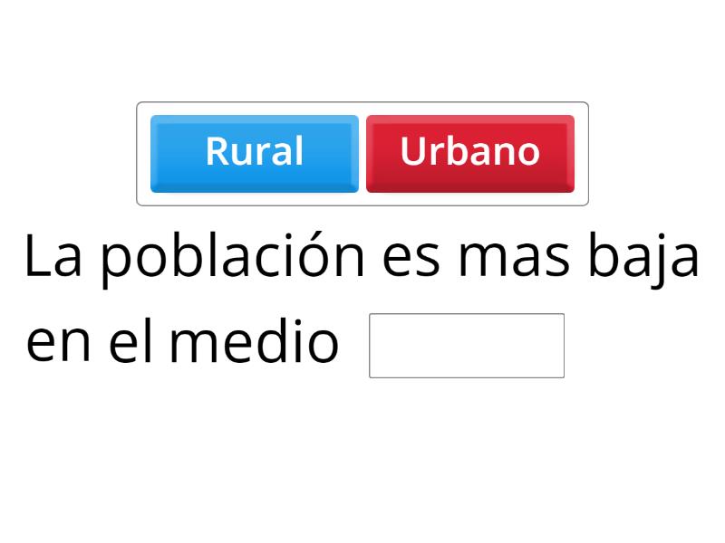 Caracteristicas del medio Urbano y Rural - Complete the sentence