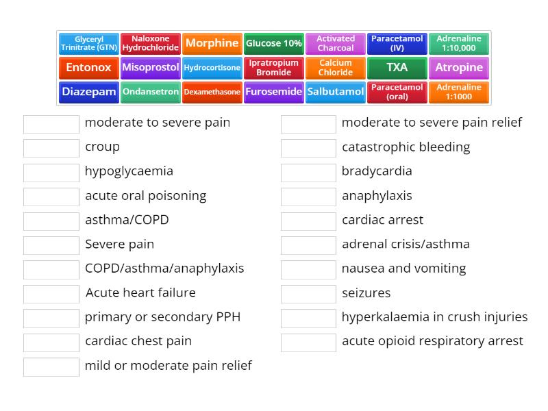 Paramedic drugs 1 - Match up