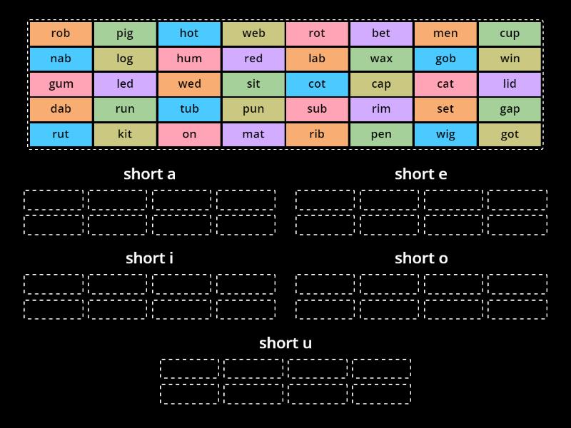 short vowel sound sort - Group sort