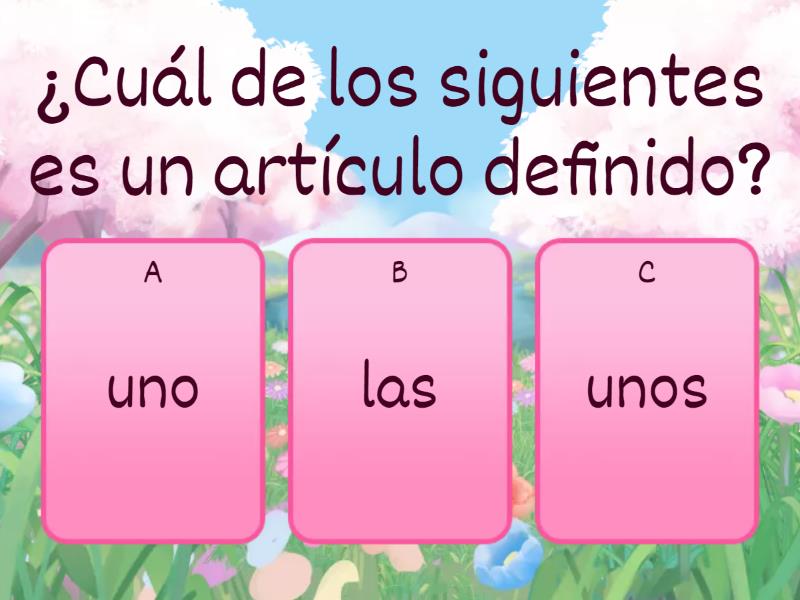 Artículos Definidos E Indefinidos. - Cuestionario