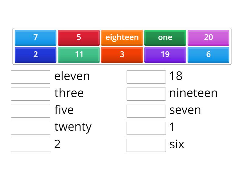 number names - Permainan Pencocokan