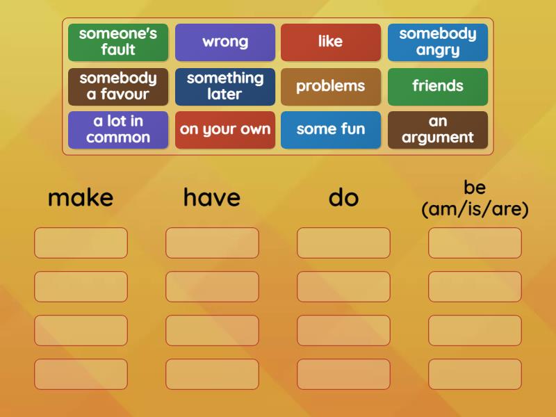 Things that happen Make VS Do VS Have VS Be - Classificação em grupos