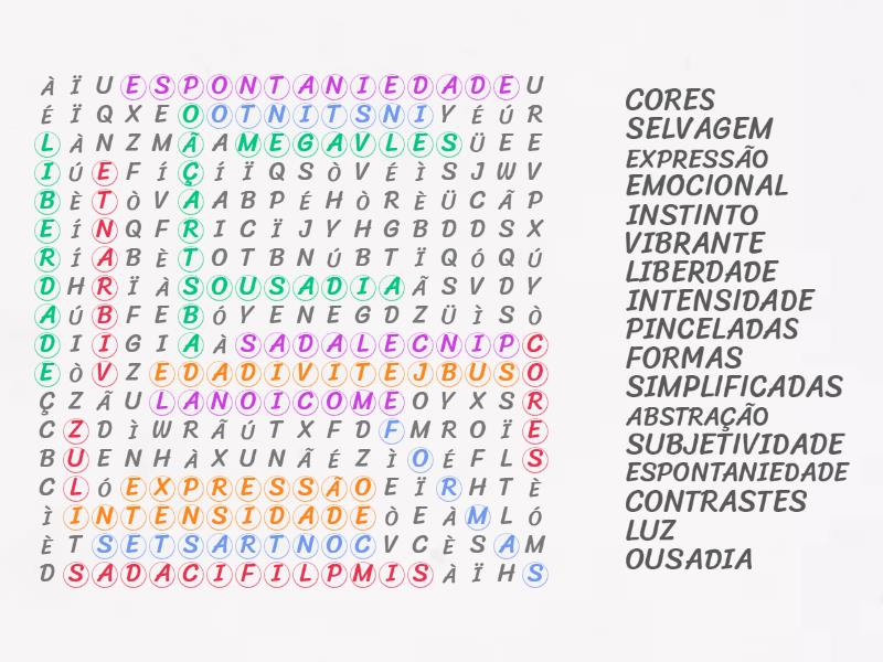 fauvismo - Wordsearch