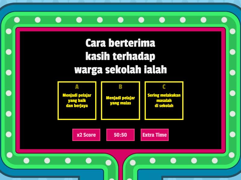 Kuiz Kecil-Nilai Berterima Kasih Tahun 3 - Gameshow Quiz