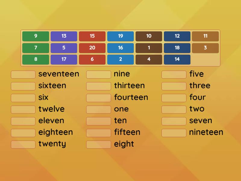 number-words-1-20-match-up