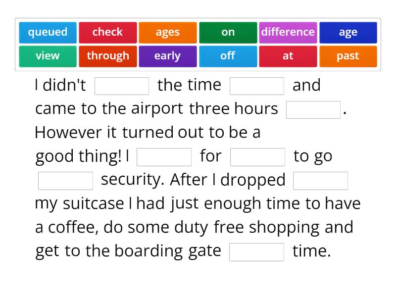 Outcomes Pre 2nd - U3 I missed my flight (vocab review) - Complete the ...