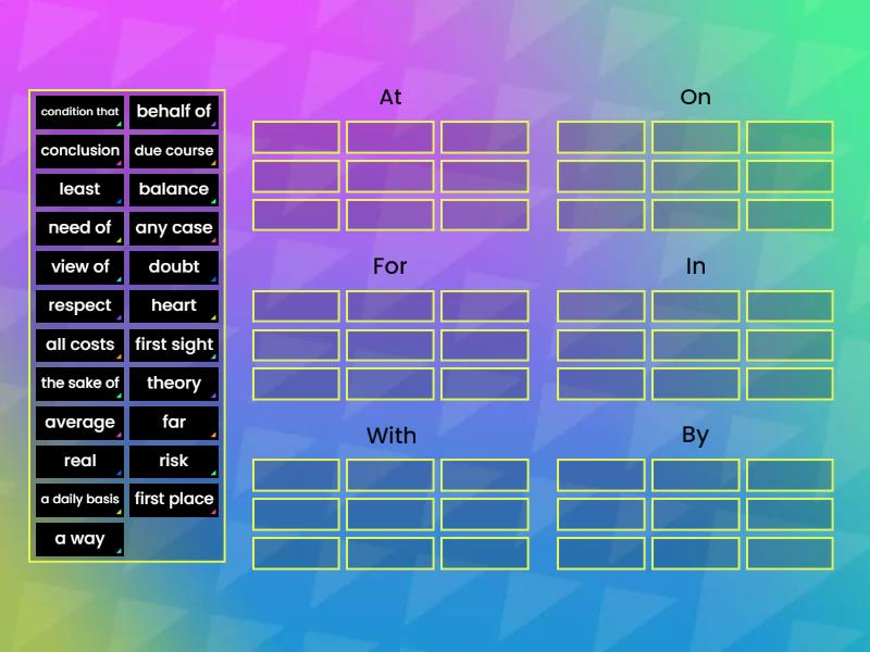 First Trainer 2 - Prepositions at the beginning of phrases - Ordenar ...