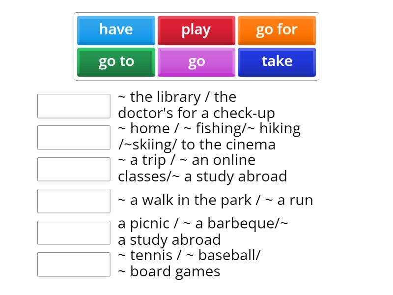 Common activities - Match up