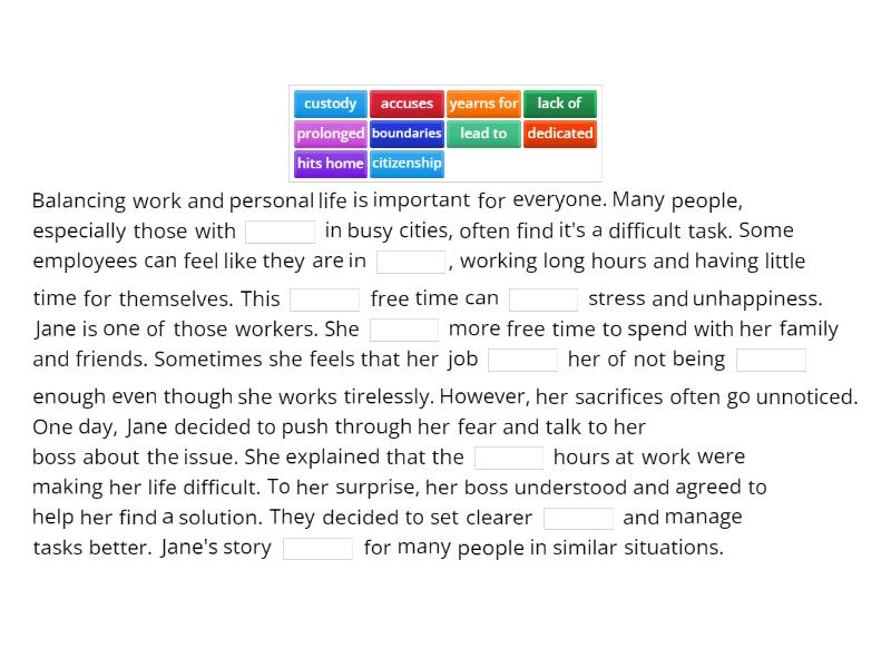work-life balance - Complete the sentence