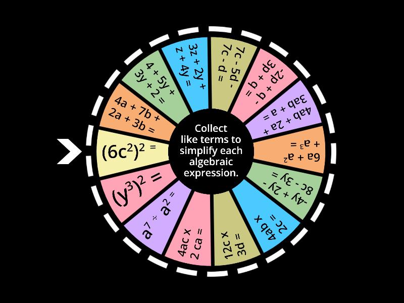 Simplifying expressions Spin the wheel